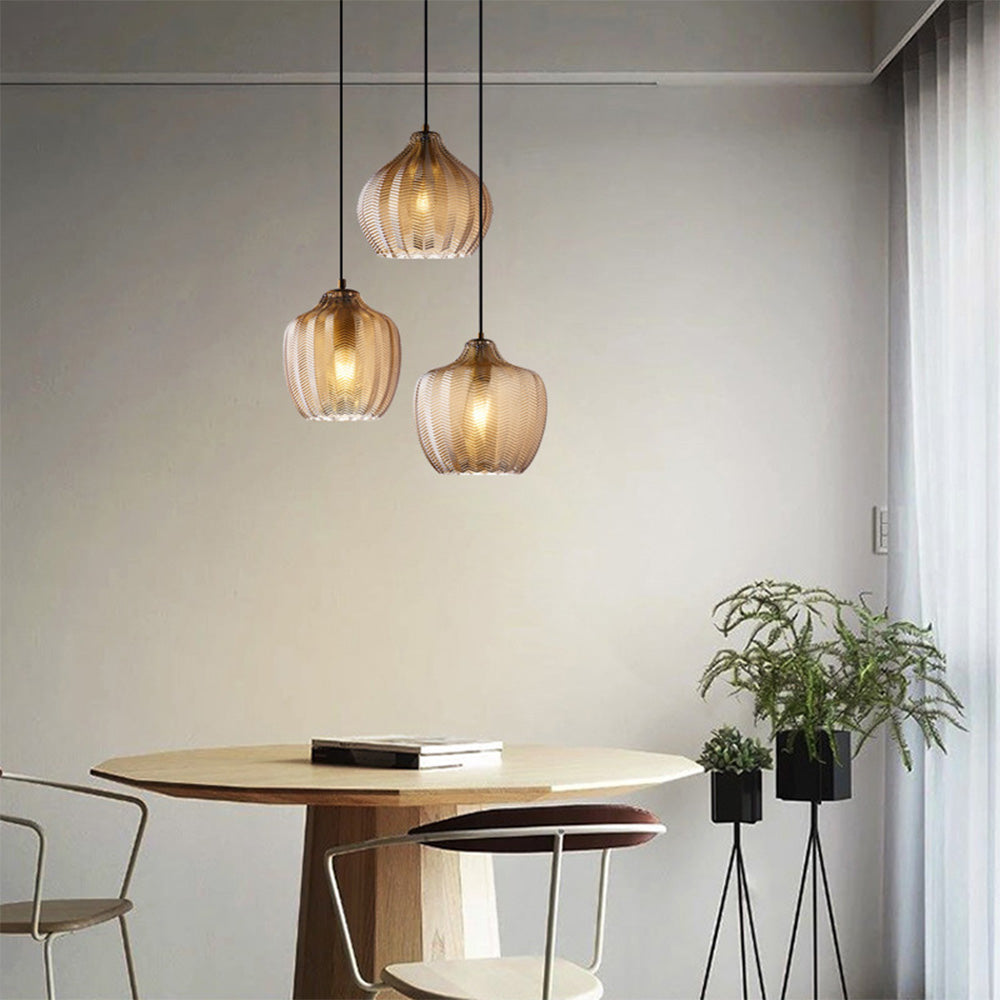 Lampa Wisząca Nowoczesna ze Szklanym Kloszem w Jodełkę