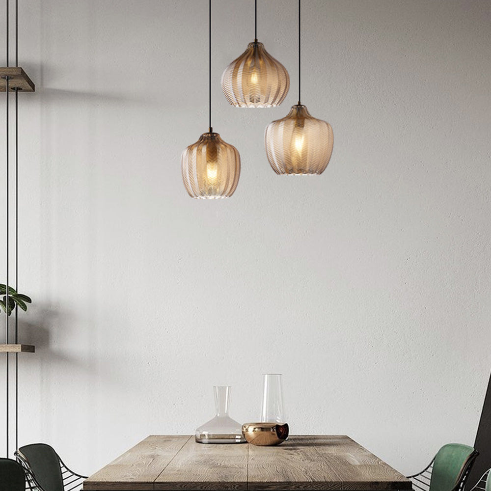Lampa Wisząca Nowoczesna ze Szklanym Kloszem w Jodełkę