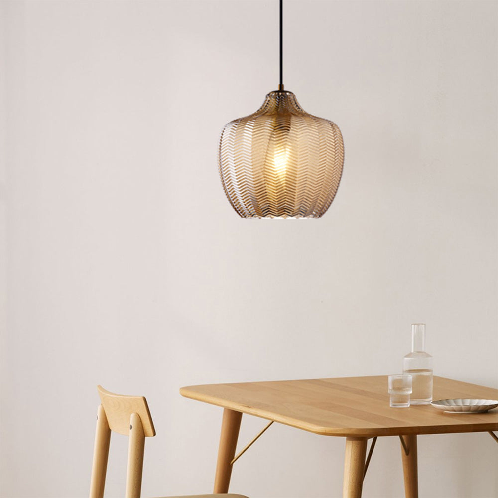 Lampa Wisząca Nowoczesna ze Szklanym Kloszem w Jodełkę