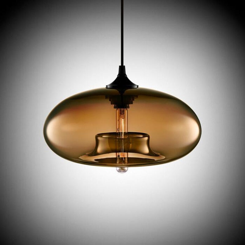 Lampa Wisząca Nowoczesna ze Szklanym Kloszem w Kształcie Elipsy