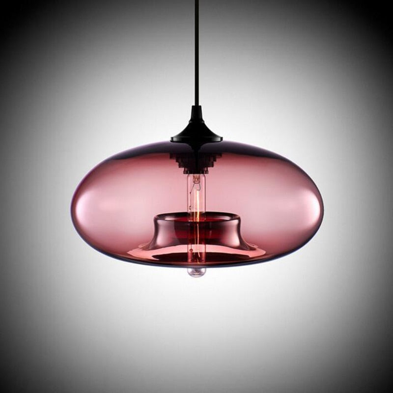 Lampa Wisząca Nowoczesna ze Szklanym Kloszem w Kształcie Elipsy