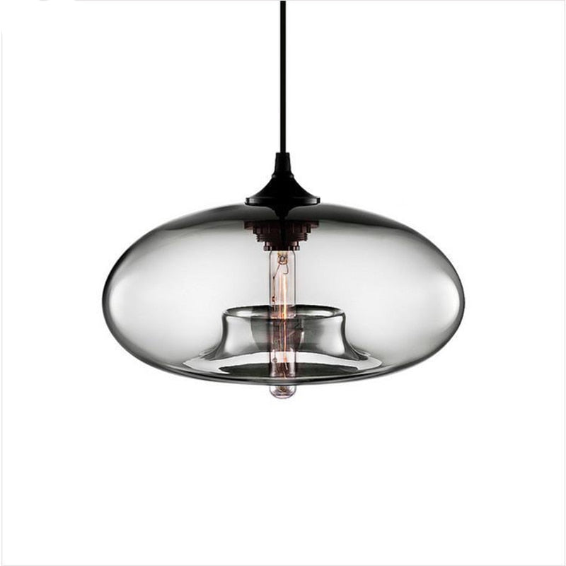 Lampa Wisząca Nowoczesna ze Szklanym Kloszem w Kształcie Elipsy