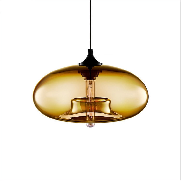 Lampa Wisząca Nowoczesna ze Szklanym Kloszem w Kształcie Elipsy