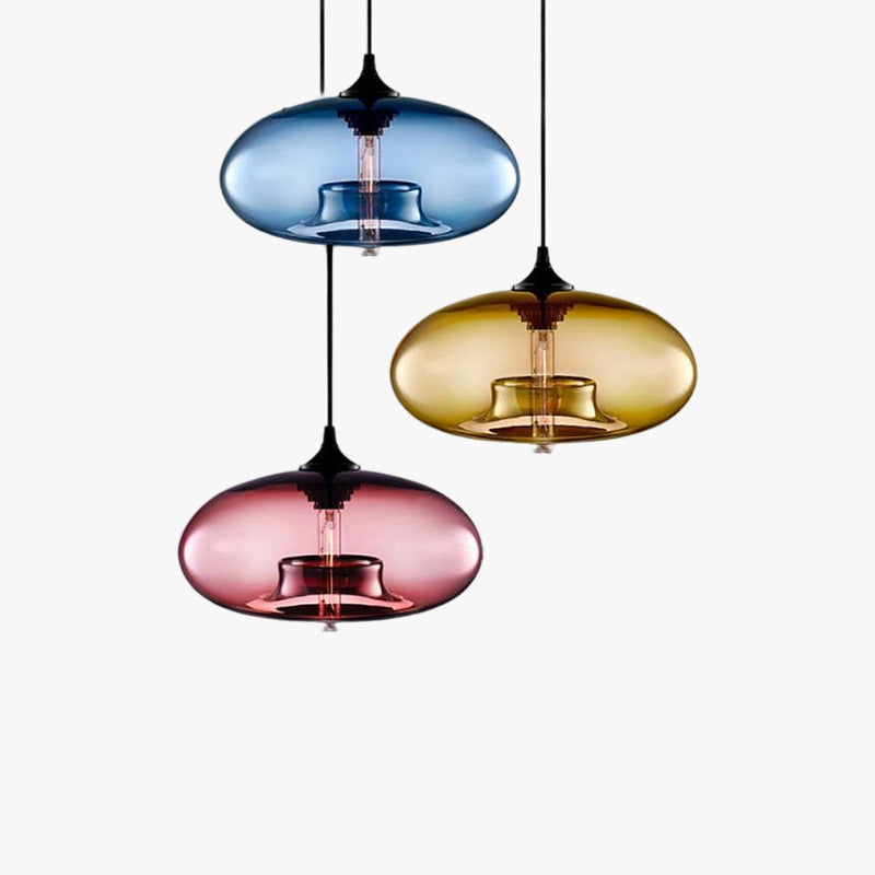 Lampa Wisząca Nowoczesna ze Szklanym Kloszem w Kształcie Elipsy
