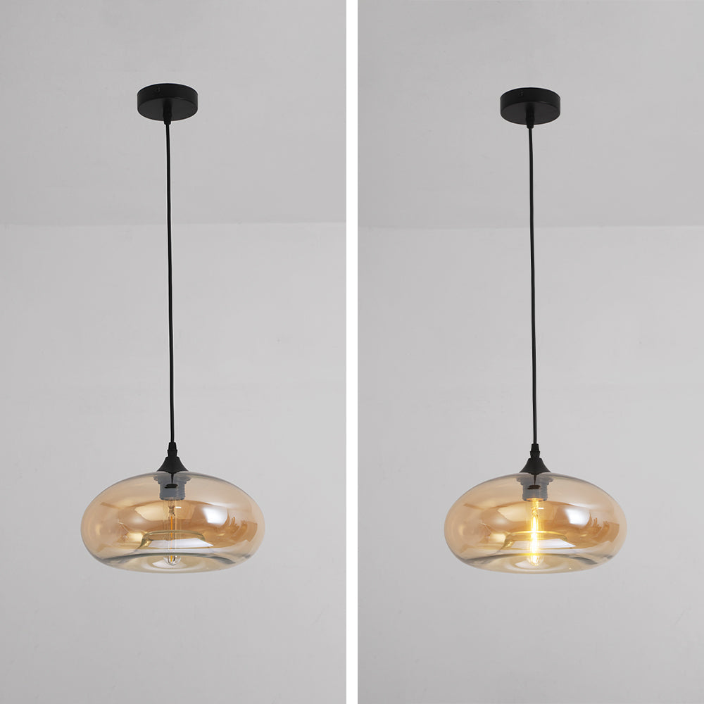 Lampa Wisząca Nowoczesna ze Szklanym Kloszem w Kształcie Elipsy