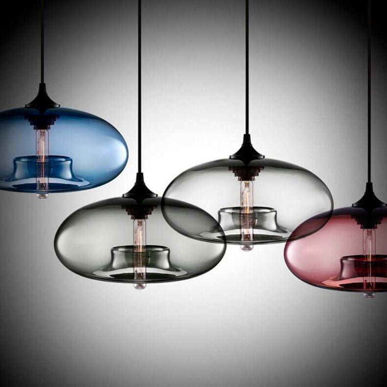 Lampa Wisząca Nowoczesna ze Szklanym Kloszem w Kształcie Elipsy