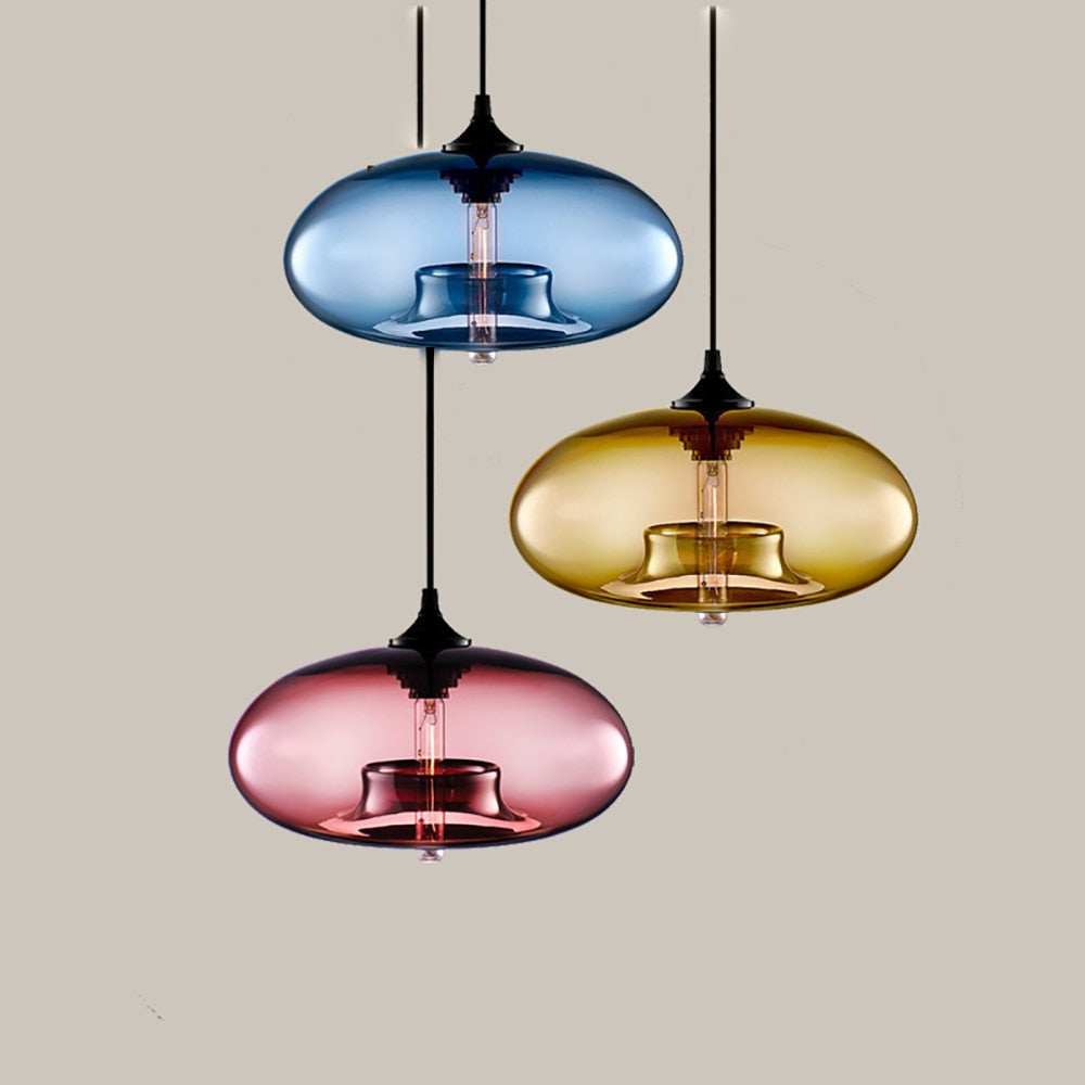 Lampa Wisząca Nowoczesna ze Szklanym Kloszem w Kształcie Elipsy