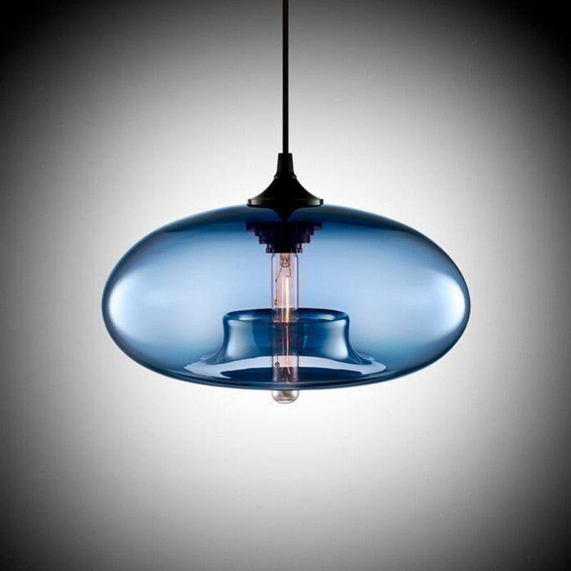 Lampa Wisząca Nowoczesna ze Szklanym Kloszem w Kształcie Elipsy