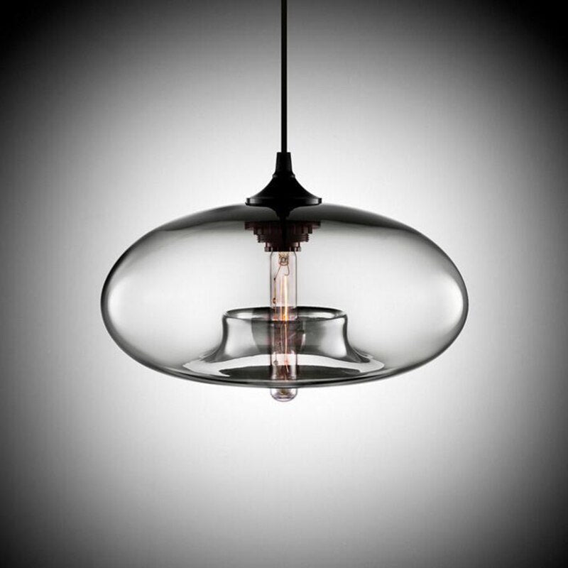 Lampa Wisząca Nowoczesna ze Szklanym Kloszem w Kształcie Elipsy
