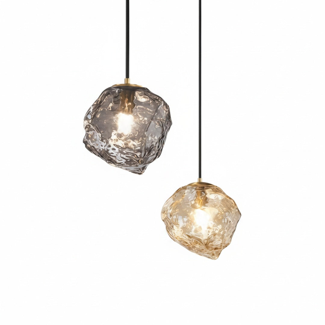 Lampa Wisząca Nowoczesna ze Szklanym Kloszem w Kształcie Skały