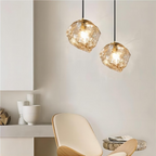 Lampa Wisząca Nowoczesna ze Szklanym Kloszem w Kształcie Skały