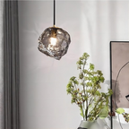 Lampa Wisząca Nowoczesna ze Szklanym Kloszem w Kształcie Skały