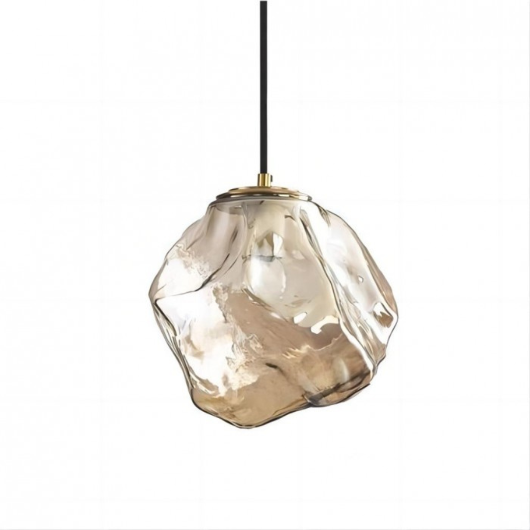 Lampa Wisząca Nowoczesna ze Szklanym Kloszem w Kształcie Skały