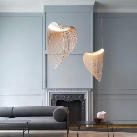 Lampa Wisząca Organiczna z Drewna Brzozowego w Stylu Skandynawskim