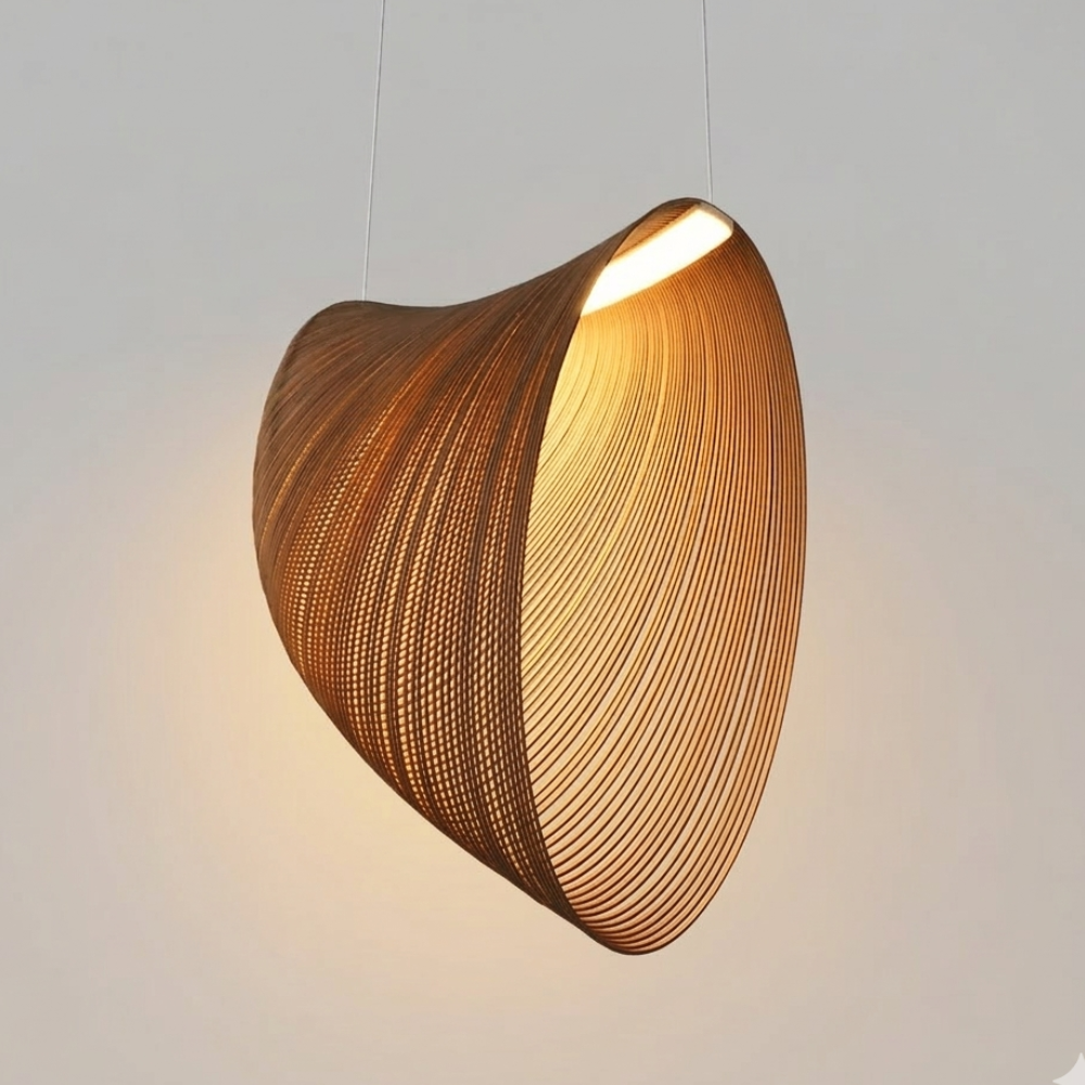 Lampa Wisząca Organiczna z Drewna Brzozowego w Stylu Skandynawskim