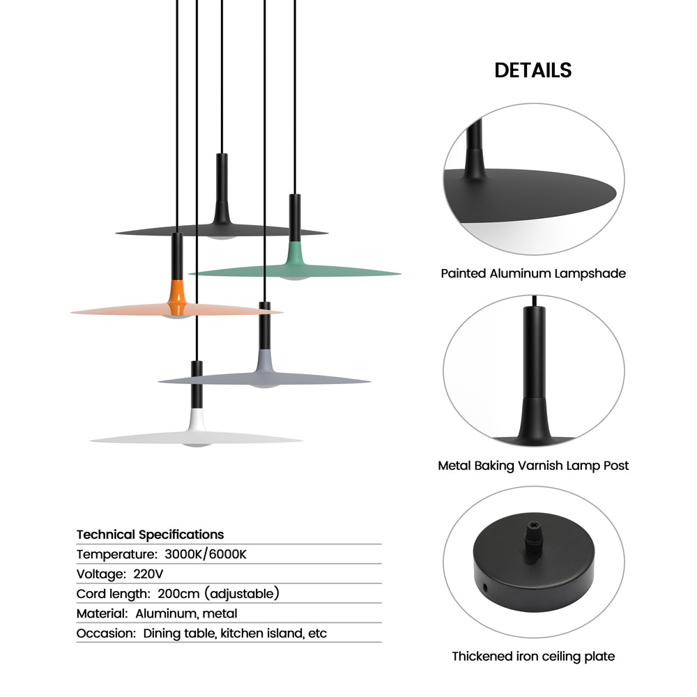 Lampa Wisząca Płaska Skandynawska z Metalowym Kloszem