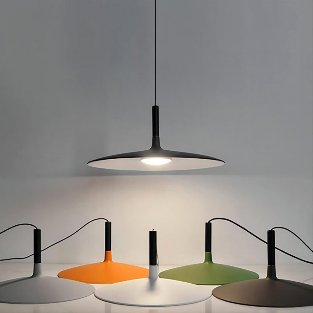 Lampa Wisząca Płaska Skandynawska z Metalowym Kloszem