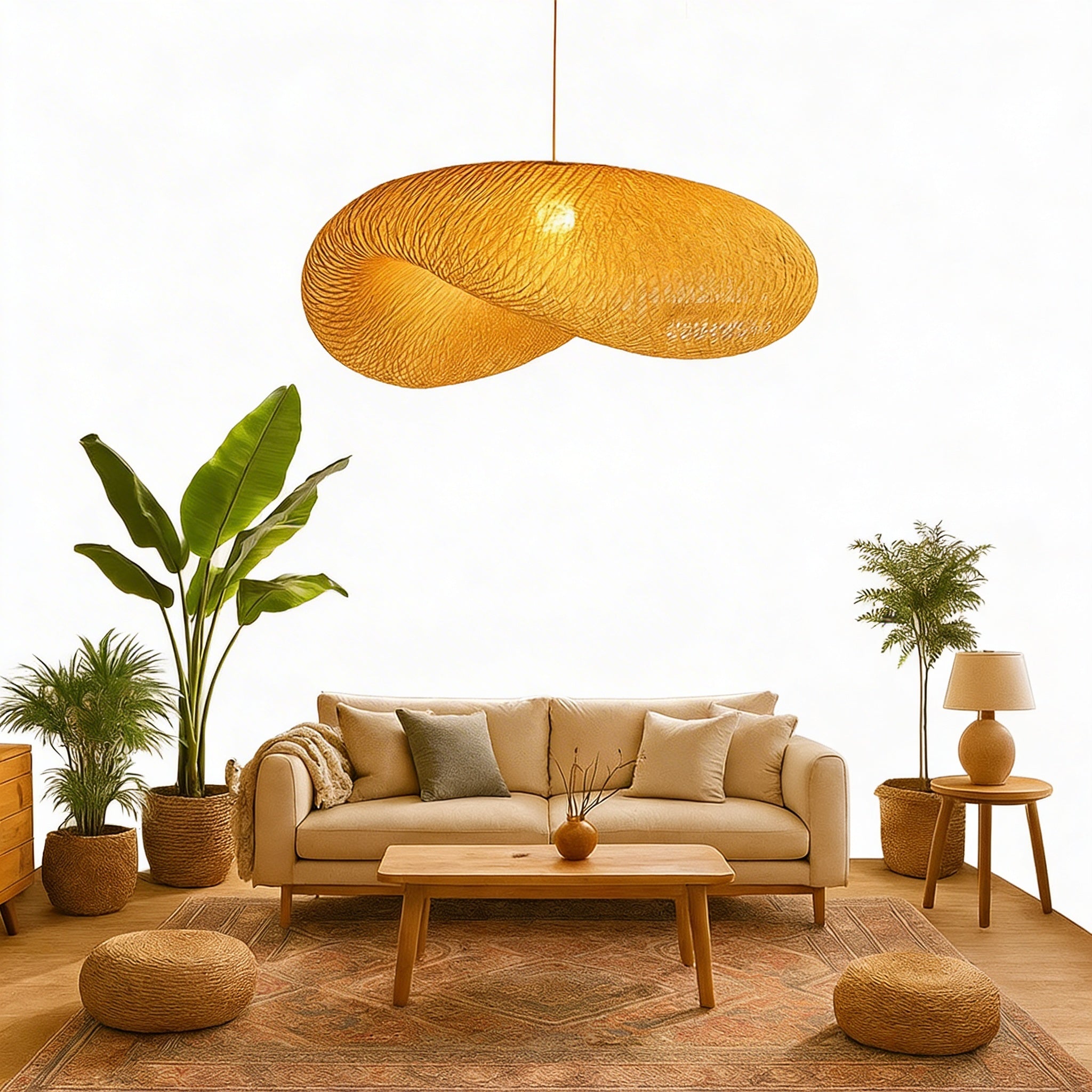 Lampa Wisząca Pleciona Bambusowa w Stylu Boho