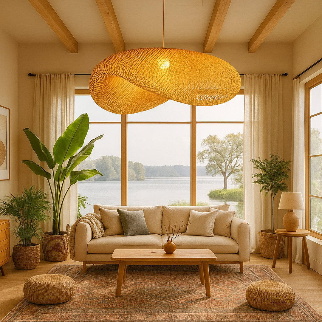 Lampa Wisząca Pleciona Bambusowa w Stylu Boho