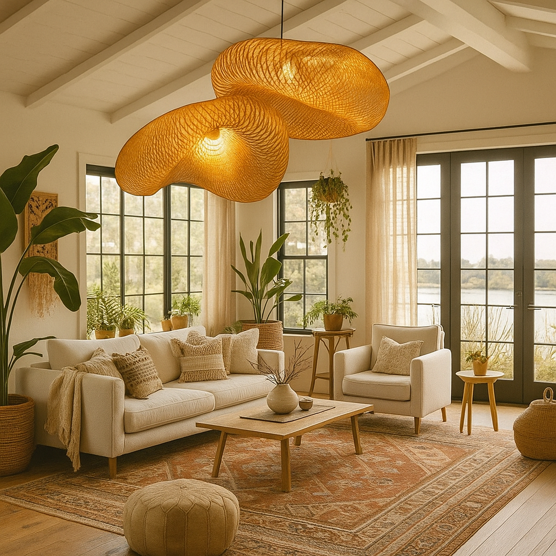 Lampa Wisząca Pleciona Bambusowa w Stylu Boho