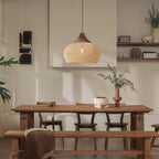 Lampa Wisząca Rattanowa Boho ze Drewnianym Detalem