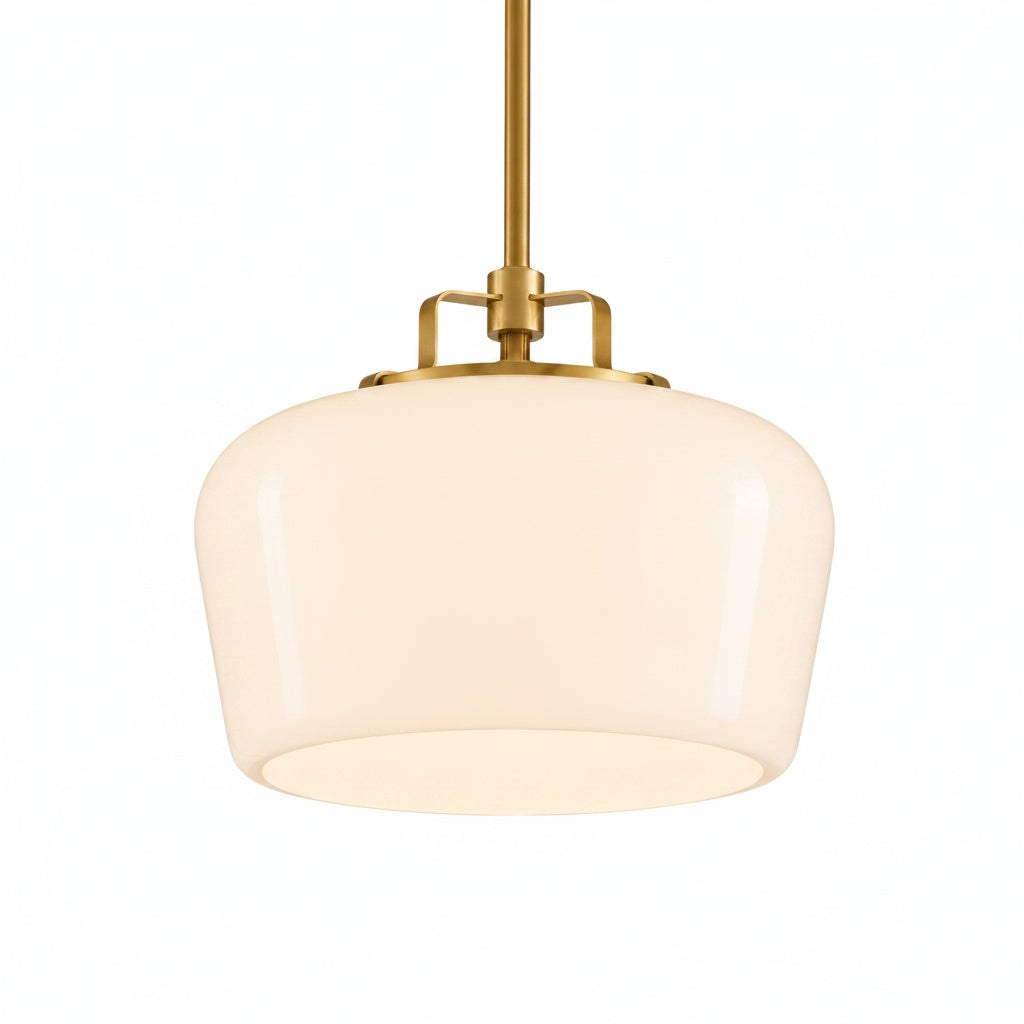 Lampa Wisząca Retro z Kloszem Szklanym na Mosiężnym Stelażu ##POS:1##