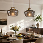Lampa Wisząca Retro z Kloszem Szklanym na Mosiężnym Stelażu ##POS:10##