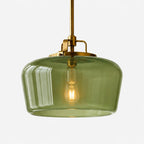 Lampa Wisząca Retro z Kloszem Szklanym na Mosiężnym Stelażu
