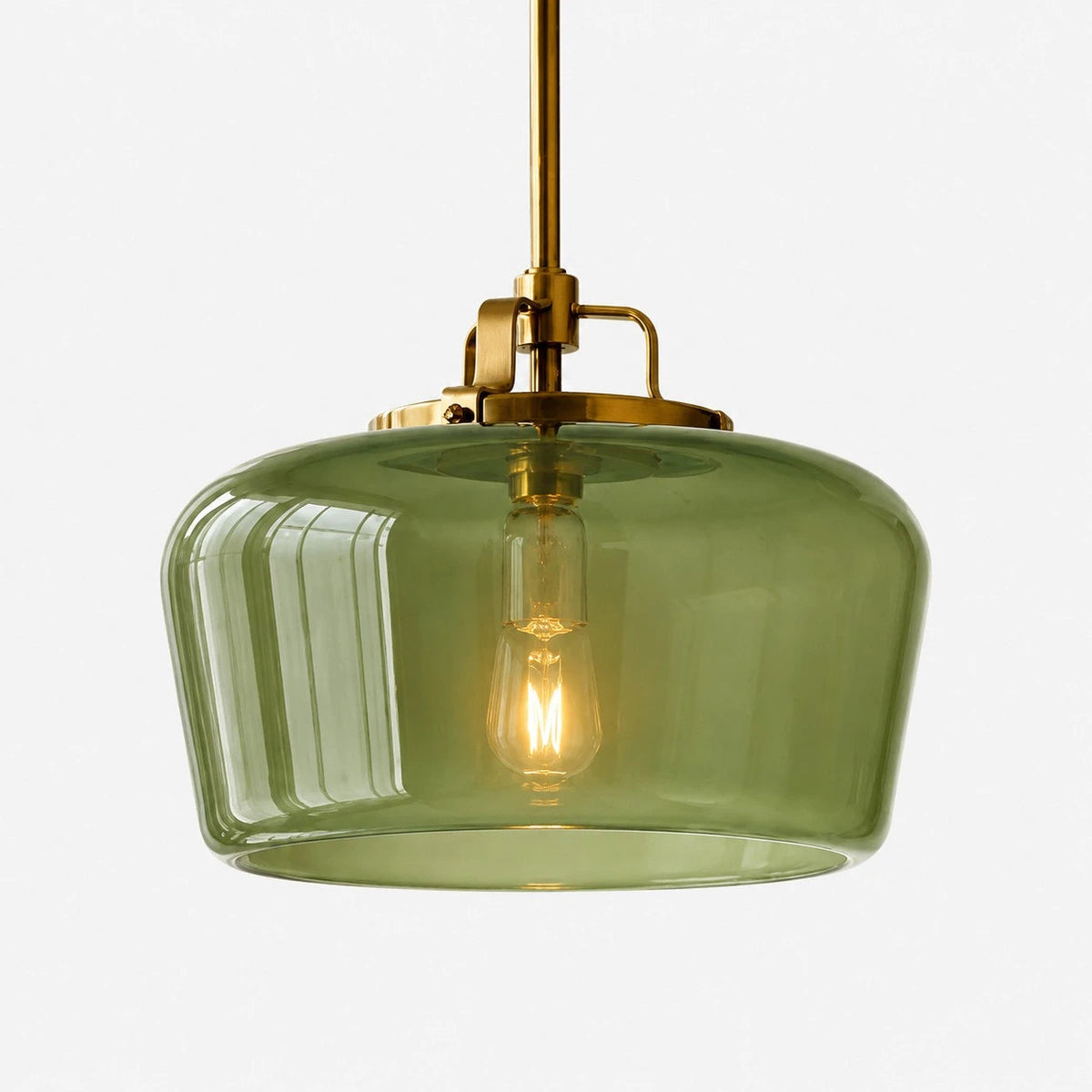 Lampa Wisząca Retro z Kloszem Szklanym na Mosiężnym Stelażu