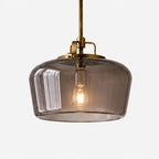 Lampa Wisząca Retro z Kloszem Szklanym na Mosiężnym Stelażu