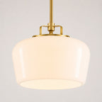 Lampa Wisząca Retro z Kloszem Szklanym na Mosiężnym Stelażu
