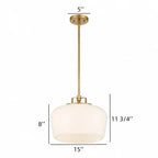Lampa Wisząca Retro z Kloszem Szklanym na Mosiężnym Stelażu