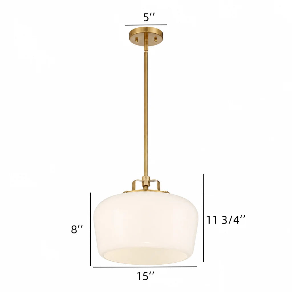 Lampa Wisząca Retro z Kloszem Szklanym na Mosiężnym Stelażu