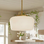 Lampa Wisząca Retro z Kloszem Szklanym na Mosiężnym Stelażu