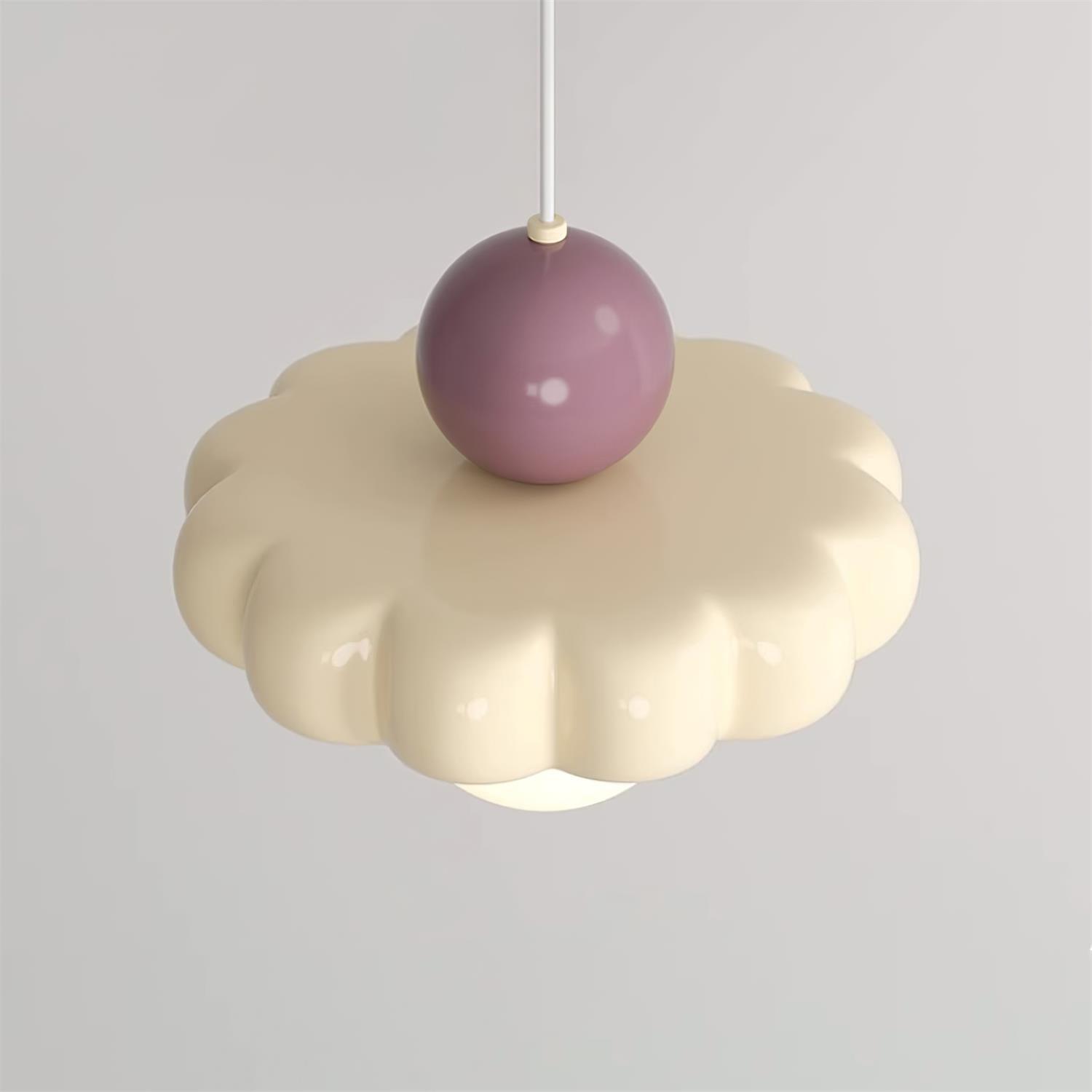 Lampa Wisząca Retro z Kloszem w Kształcie Chmury i Kulistym Dyfuzorem