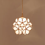 Lampa Wisząca Retro z Kloszem w Kształcie Kwiatów ze Szkła