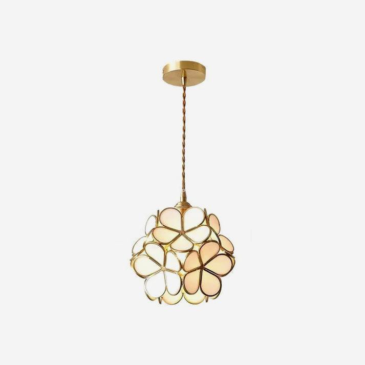 Lampa Wisząca Retro z Kloszem w Kształcie Kwiatów ze Szkła