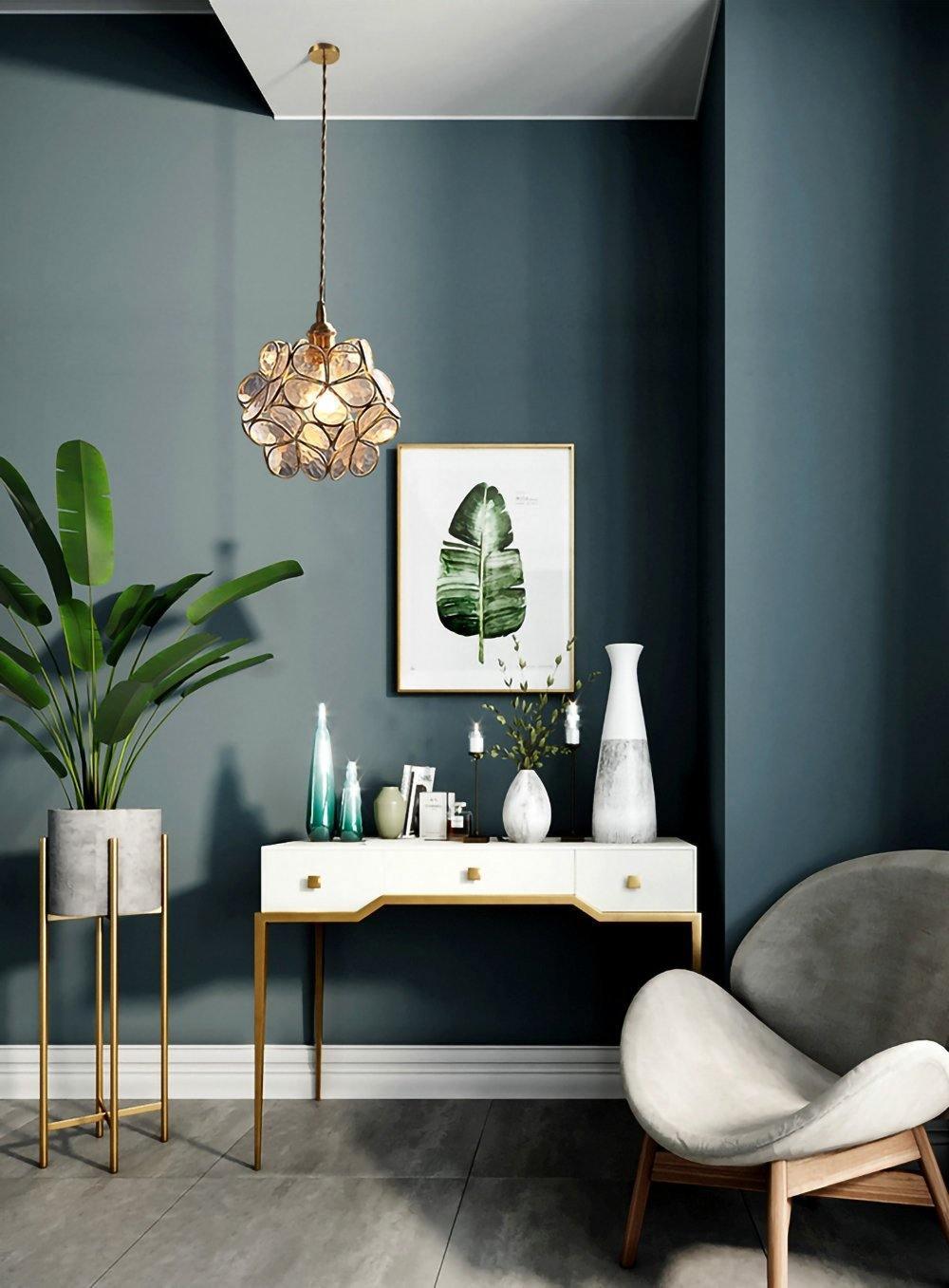Lampa Wisząca Retro z Kloszem w Kształcie Kwiatów ze Szkła