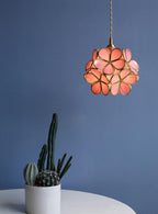 Lampa Wisząca Retro z Kloszem w Kształcie Kwiatów ze Szkła