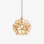 Lampa Wisząca Retro z Kloszem w Kształcie Kwiatów ze Szkła