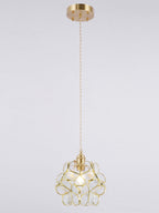 Lampa Wisząca Retro z Kloszem w Kształcie Kwiatów ze Szkła