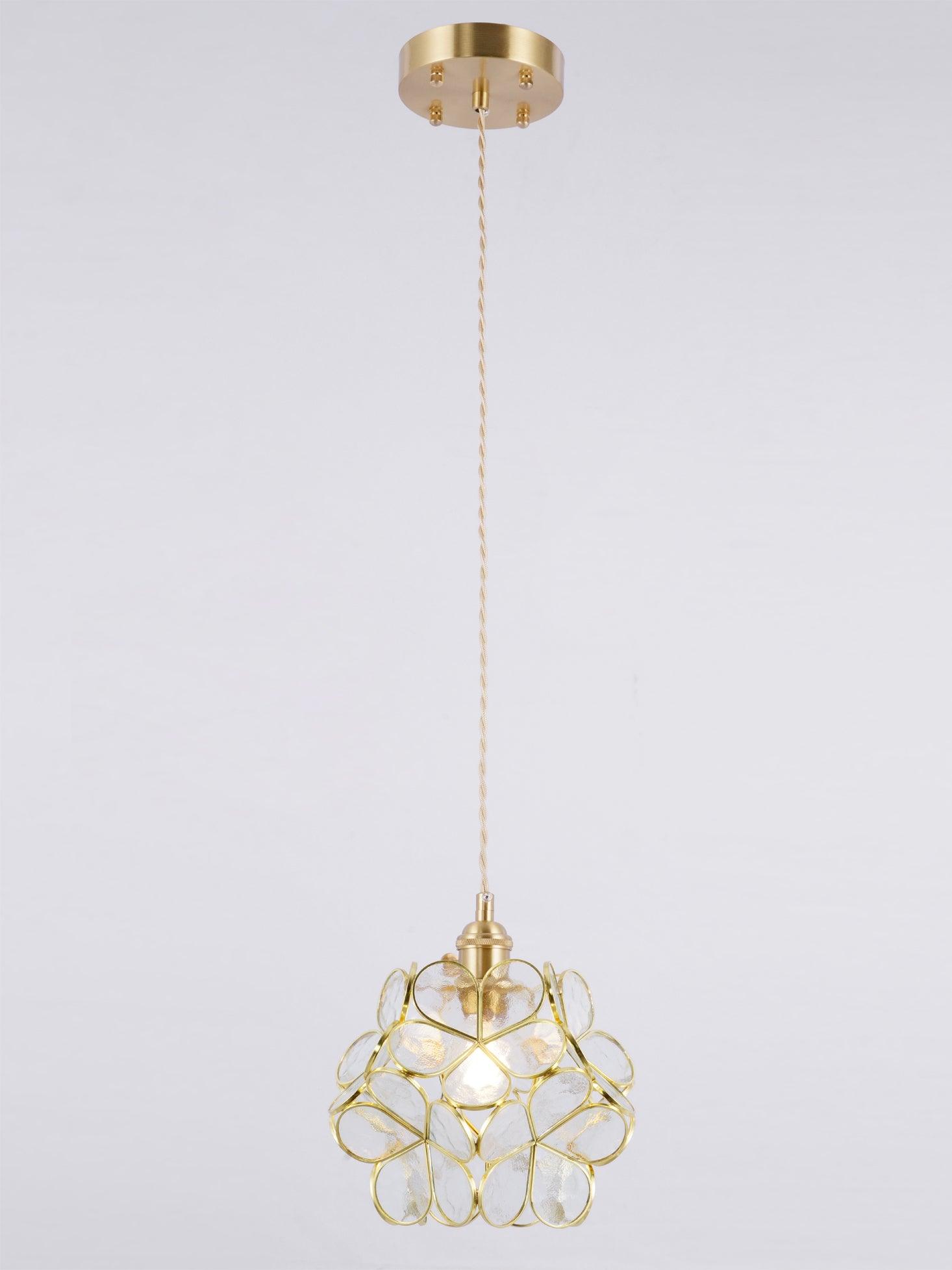 Lampa Wisząca Retro z Kloszem w Kształcie Kwiatów ze Szkła
