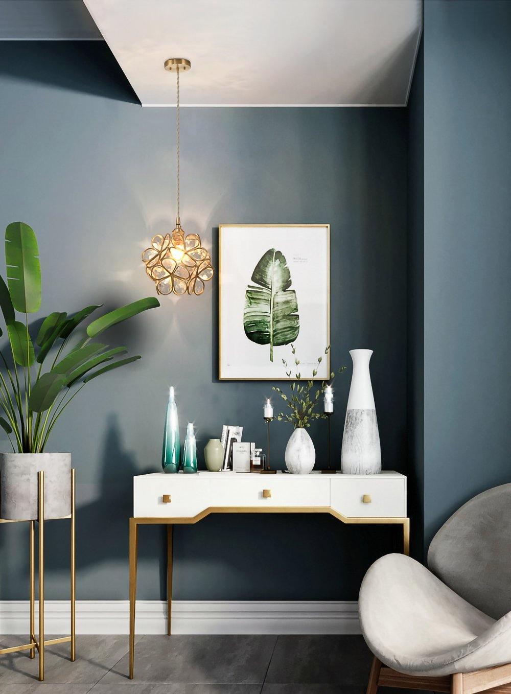 Lampa Wisząca Retro z Kloszem w Kształcie Kwiatów ze Szkła
