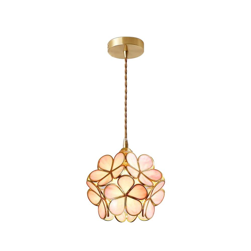 Lampa Wisząca Retro z Kloszem w Kształcie Kwiatów ze Szkła