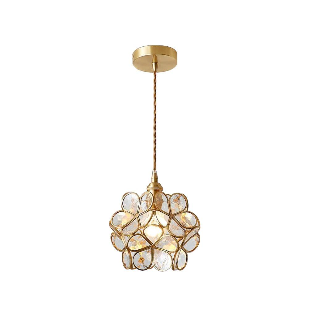 Lampa Wisząca Retro z Kloszem w Kształcie Kwiatów ze Szkła