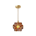 Lampa Wisząca Retro z Kloszem w Kształcie Kwiatów ze Szkła