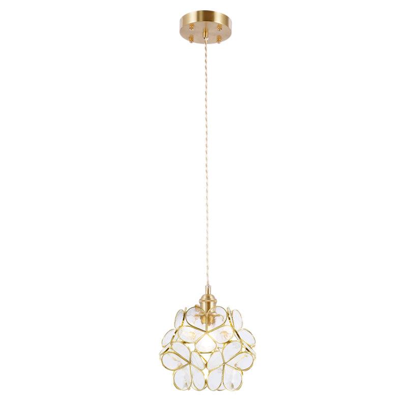 Lampa Wisząca Retro z Kloszem w Kształcie Kwiatów ze Szkła