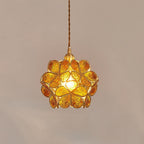Lampa Wisząca Retro z Kloszem w Kształcie Kwiatów ze Szkła