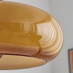 Lampa Wisząca Retro ze Szklanym Kloszem i Drewnianym Detalem