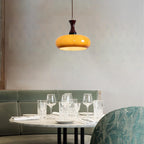 Lampa Wisząca Retro ze Szklanym Kloszem i Drewnianym Elementem